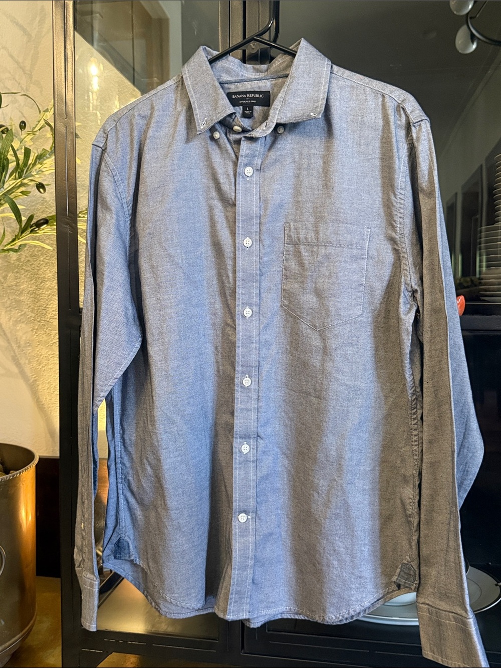 Banana Republic Men's Chambray Button-Down Shirt in Light Blue